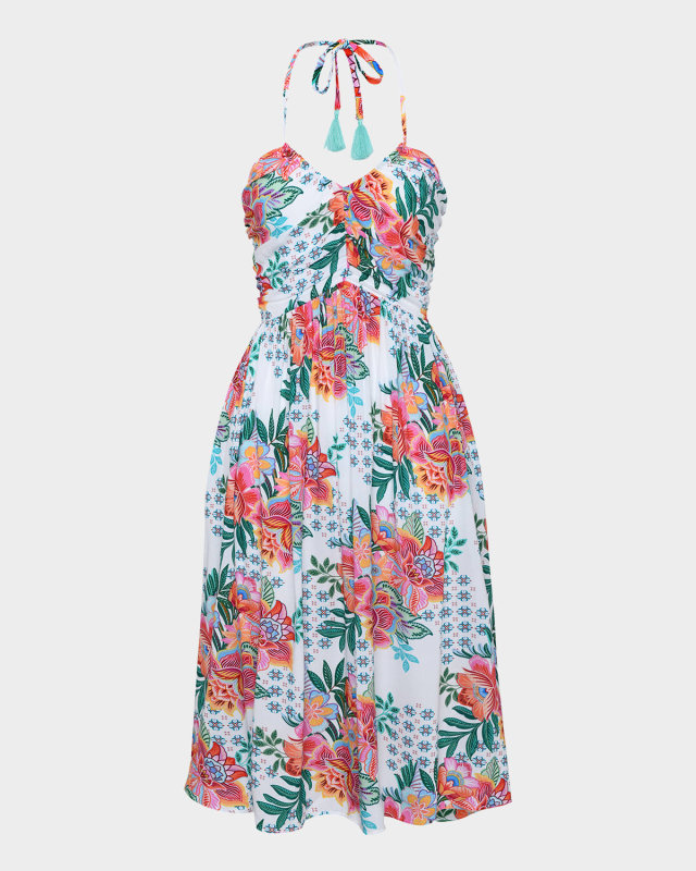 Riviera Halter Mid-Calf Sun Dress Coverup